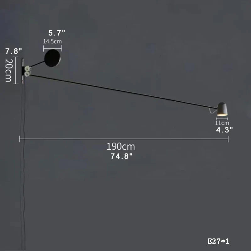 ديكوربايتس™ - مصباح حائط LED قابل للتعديل بذراع متأرجح باللونين الأحمر والأسود - إضاءة عصرية
