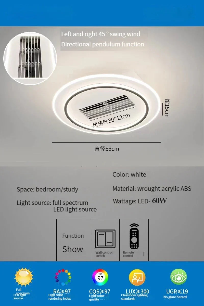 DecorBites™ LED Bladeless Ceiling Fan with Remote Control for Modern Living Room