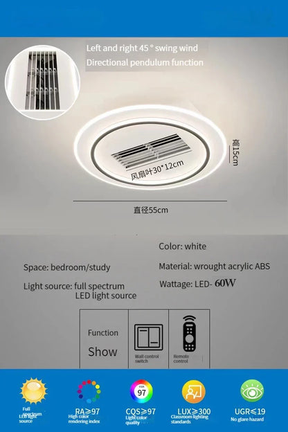 DecorBites™ LED Bladeless Ceiling Fan with Remote Control for Modern Living Room