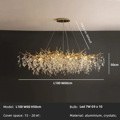 DecorBites™ Crystal Chandelier: Gold Branch Lustre Pendant Light for Dining Room