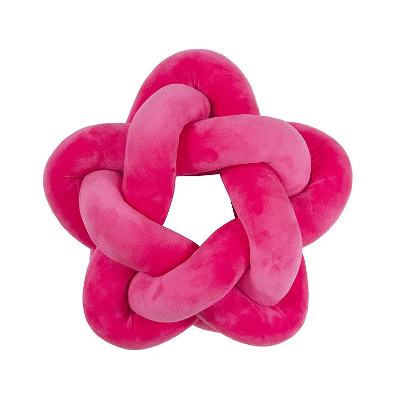 Cojín lumbar anudado DecorBites™ Green Star - Cojín decorativo relleno hecho a mano