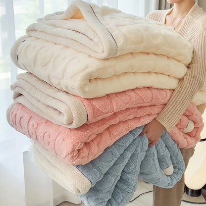 Manta de siesta DecorBites™ Cozy Jacquard Taffeta &amp; Flanel - Edredón cálido y grueso para dormitorio