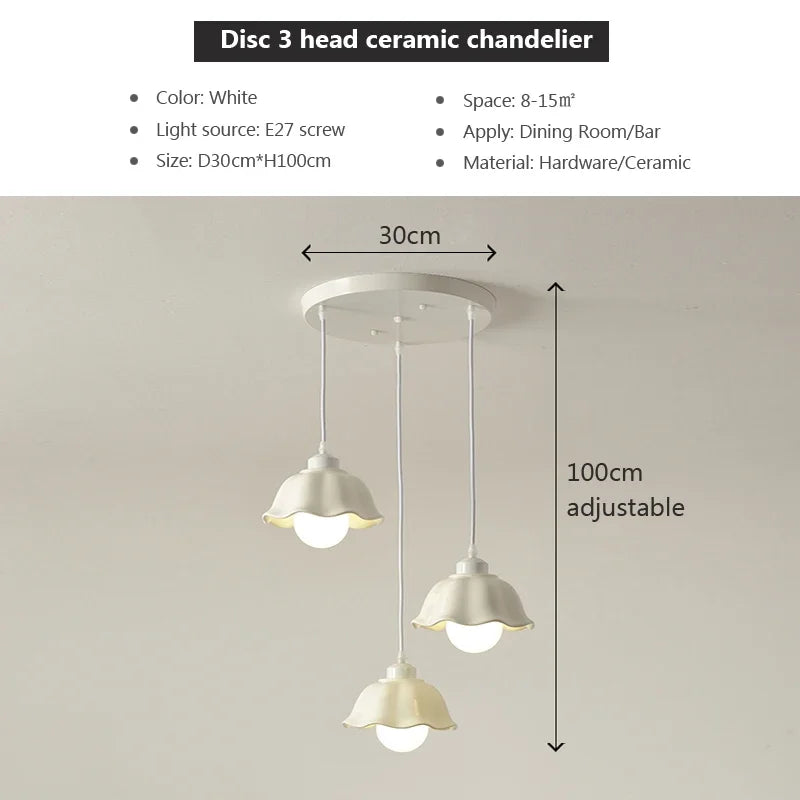 DecorBites™ Elegant Cream LED Chandelier for Dining Room
