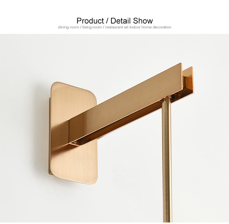 modern gold-toned metal wall-mounted towel rack with sleek minimalist design complementing nordic modern decor and modern decor glass lampshade bedroom lighting.