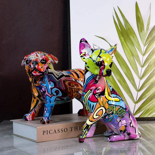 DecorBites™ Chihuahua Splash Color Art Statue Crafted from Colorful Resin