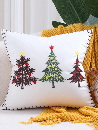 DecorBites™ Christmas Tree Embroidered Pillow Covers - Festive Cushion Cover 45x45cm