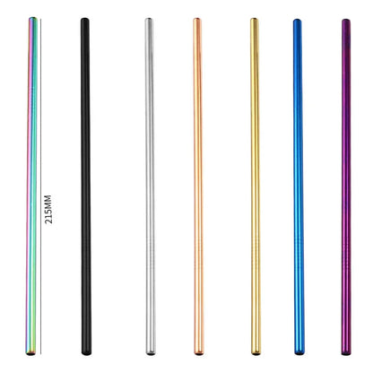 Juego de pajitas reutilizables DecorBites™ de acero inoxidable 304 para bebidas: ecológicas, curvas y rectas.