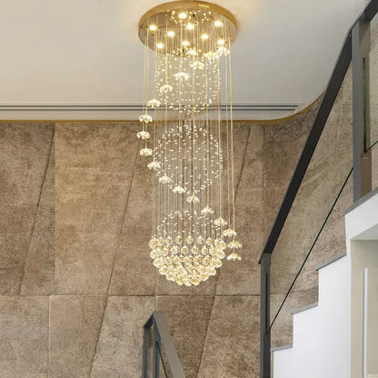 DecorBites™ Crystal Hanging Loft Chandelier - Elegant Ceiling Lighting for Staircase and Room Decor