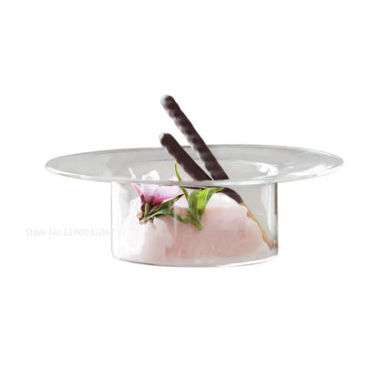DecorBites™ Cute Straw Hat Glass Bowl for Desserts and Fruits
