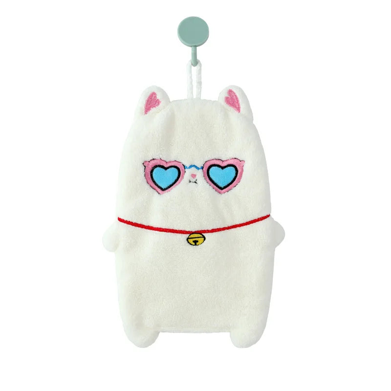 DecorBites™ Cute Cartoon Animal Hand Towel Double Layer Thickened Towel for Kids Home Kitchen