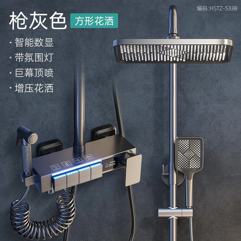 DecorBites™ Electric Sunflower Rainfall Showers System: Modern Hygienic Thermostat Set for Smart Bathrooms