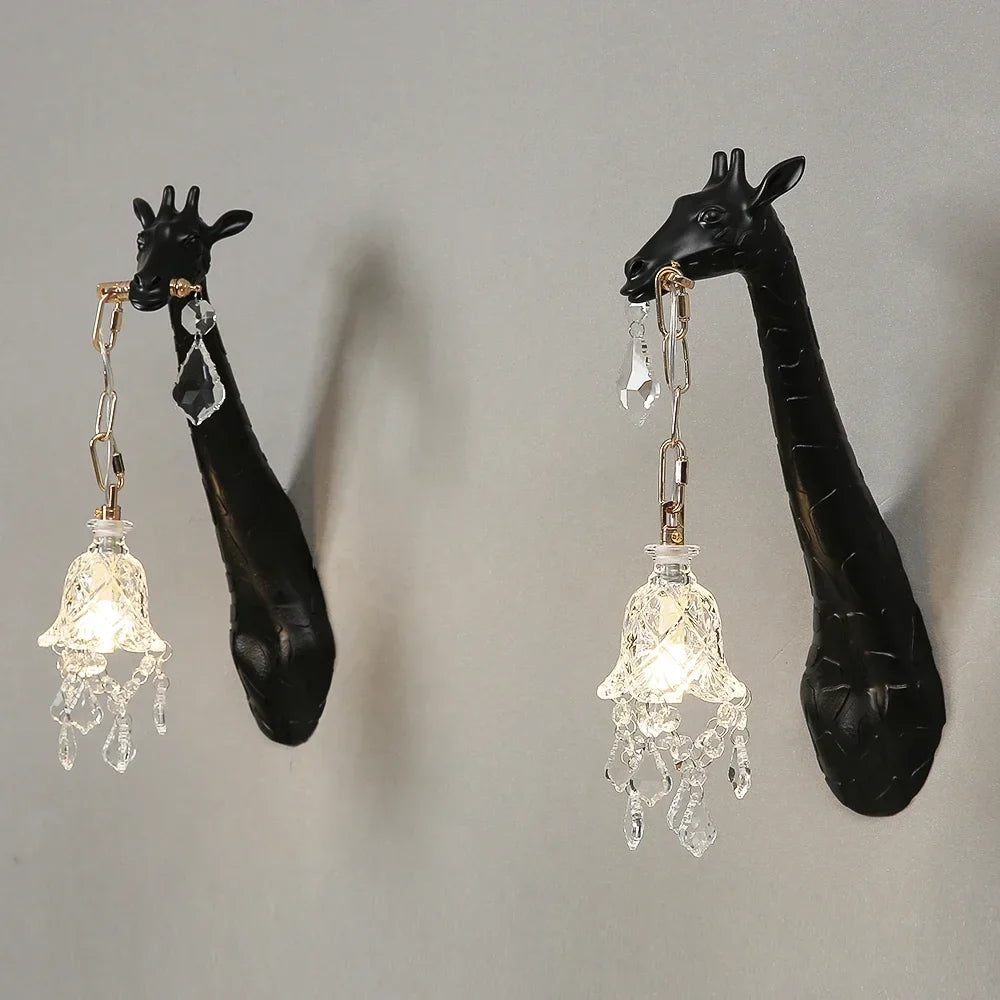 مصباح حائطي من الراتنج على شكل زرافة من DecorBites™، مناسب لديكور غرفة النوم وغرفة المعيشة