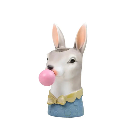 مزهرية نباتات عصارية من DecorBites™ تمثال نصفي لحيوان مطلي يدويًا من الراتنج مع فقاعات تنفخ على شكل زرافة/حمار وحشي/دب/باندا