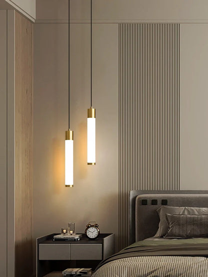 Minimalist White Linear Pendant Light In Aluminum