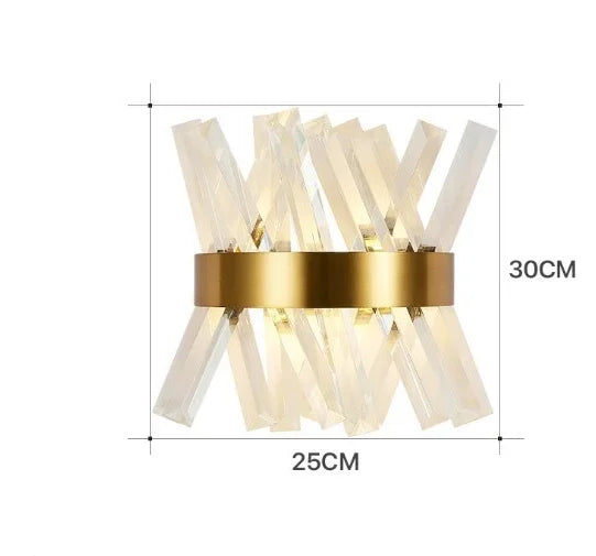 DecorBites™ Gold Crystal Glass Wall Sconce Light Fixture for Luxury Bedroom Decor