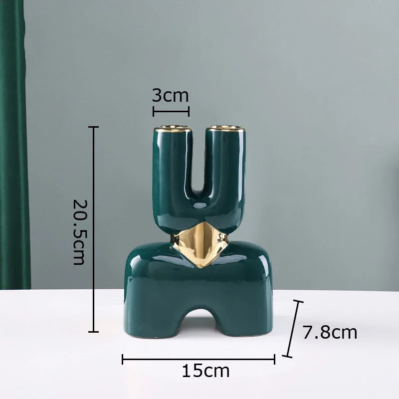 DecorBites™ Gold Geometry Ceramic Vase Desk Decoration Modern Floral Room Decor Vase