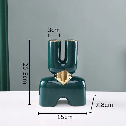 DecorBites™ Gold Geometry Ceramic Vase Desk Decoration Modern Floral Room Decor Vase