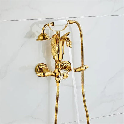 DecorBites™ Gold Swan Bathtub & Shower Faucet Set - Wall Mounted Bathroom Mixer Tap