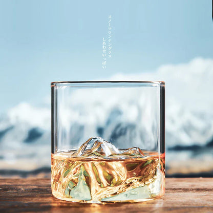 Copa de vino DecorBites™ Glacier: Vaso de whisky de estilo japonés con diseño del monte Fuji