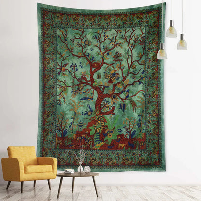 Decobites Flying Bird Tree of Life Tapestry Wall Hanging: Bohemian Abstract Hippie Decor