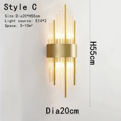 DecorBites™ Gold Crystal Bracket Light: Stylish Lighting Fixtures for Home Wall Decor