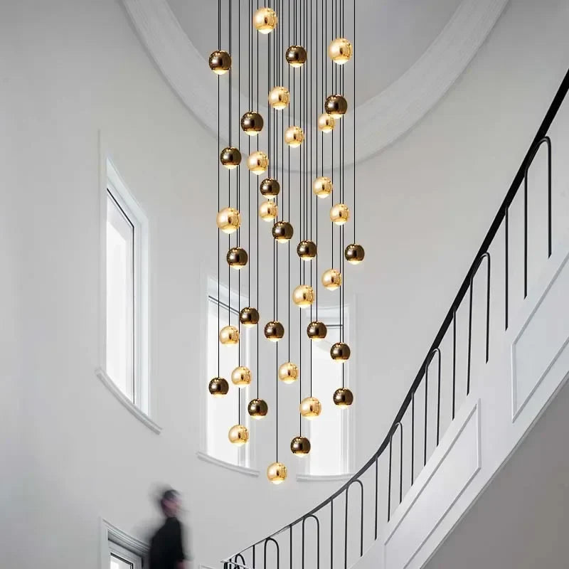 Decorbites™ Lámpara de Araña de Cristal Bolas Doradas | Accesorio de Iluminación Decorativa de Arte Moderno