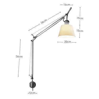 مصباح حائطي DecorBites™ قابل للتعديل من الألومنيوم مع ذراع تأرجح طويل للسرير والدراسة