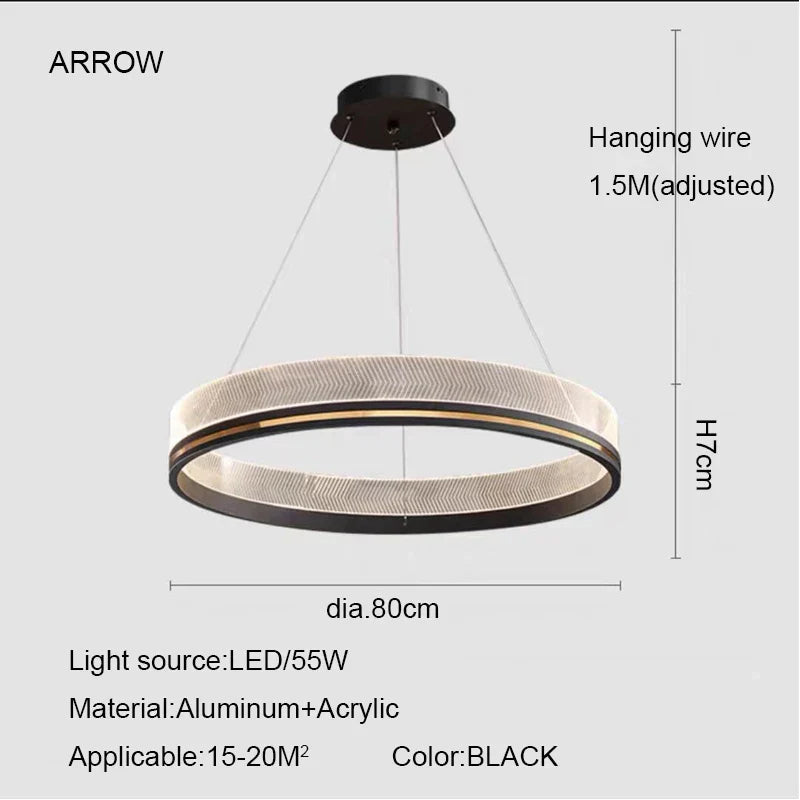 DecorBites™ Black/Gold LED Pendant Lights | Modern Design for Home Lighting Decoration