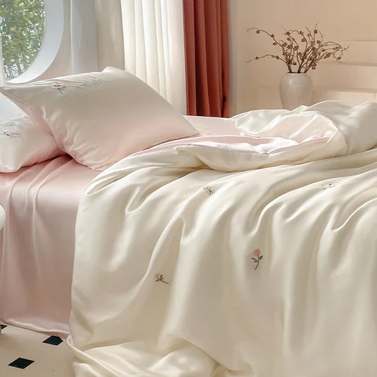 DecorBites™ Ice Silk Bedding Sets for Cool Summer Sleep. Skin-Friendly Quilt Cover for Adults & Kids.