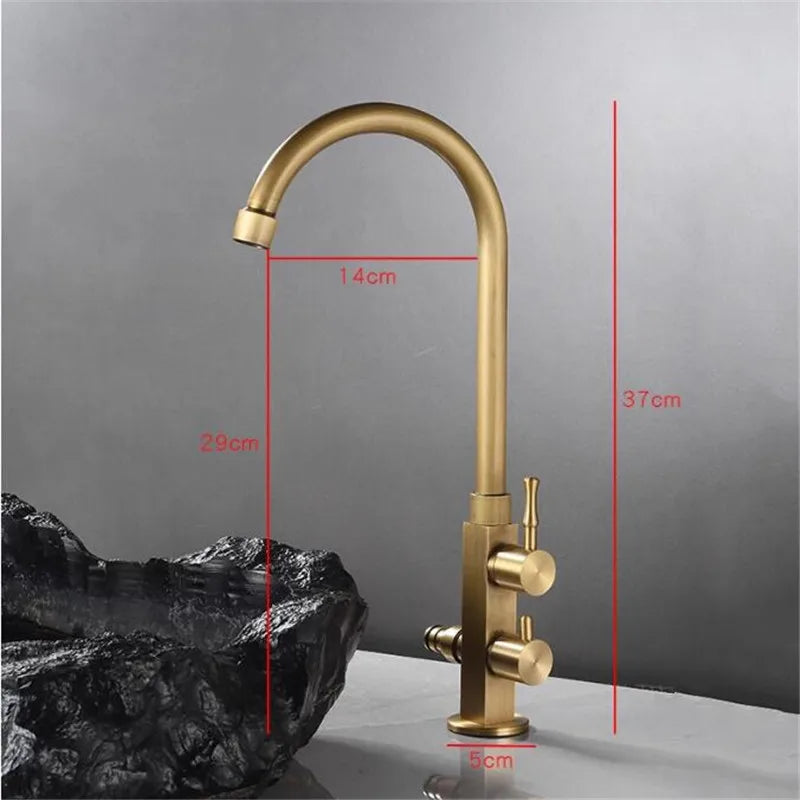 DecorBites™ Brass Outdoor Faucet with Double Function, Deck Mounted Tall Antique Garden Tap