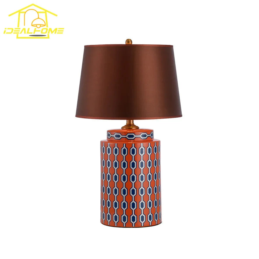 DecorBites™ Blue/Orange Ceramic Table Lamp LED E27 Modern Minimalist Desk Light