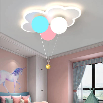 DecorBites™ Kids Ceiling Chandelier - Colorful Acrylic Ballon White Pink Lamps with Remote Control
