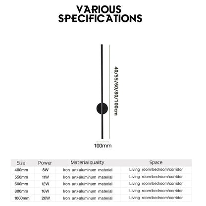 DecorBites™ Dimmable LED Wall Sconce Black Wall Lighting for Bedroom Living Room