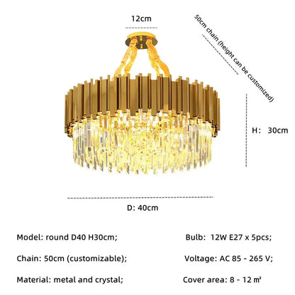 DecorBites™ Gold Crystal Chandelier: Modern Luxury LED Pendant Lights for Living, Dining, Bedroom Decor