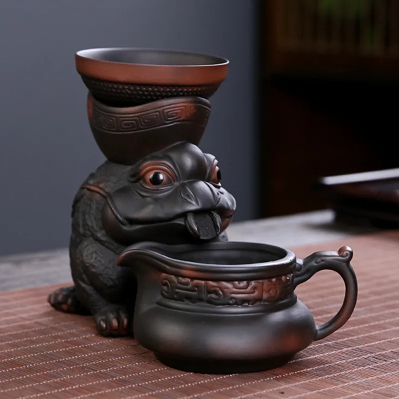 Decorbites™ Drachen-Teeblatt-Trichterfilter für Kung-Fu-Tee, Keramik-Tischdekoration