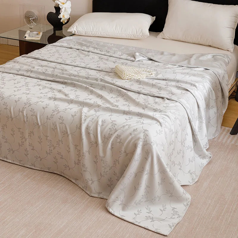 DecorBites™ Bamboo Fiber Summer Blanket - Single Double Bed Air Conditioning Lightweight Blanket