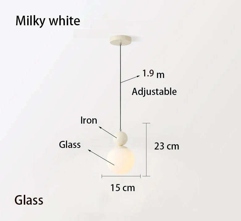 European White Glass Globe Pendant Light