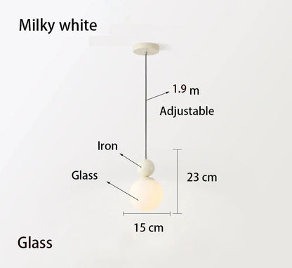 European White Glass Globe Pendant Light