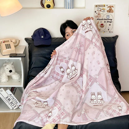 Manta estampada de terciopelo fino de doble cara DecorBites™ para adultos - Ropa de cama y decoración de sofá para primavera y otoño