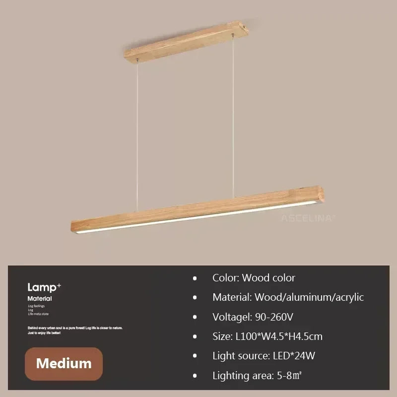 Nordic Linear Wood LED Pendant Light