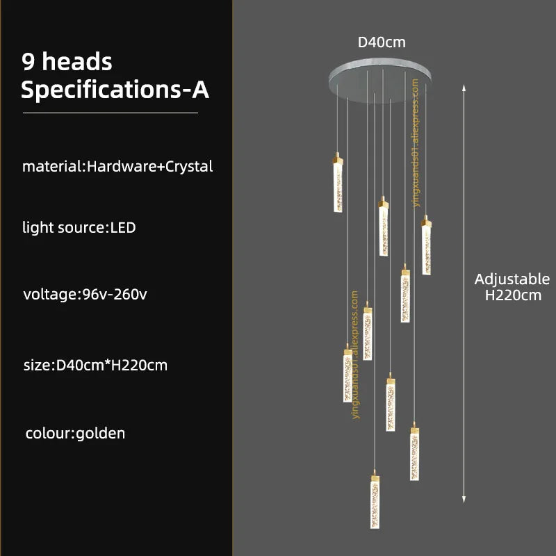DecorBites™ Crystal Ceiling Chandelier: Modern Nordic Design, Long Staircase Pendant Lamp