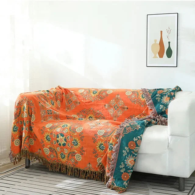 DecorBites™ Japanese Cotton Throw Blanket - Double Sided Sofa Cover & Bedspread
