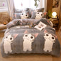 Decobites Flower Print Thicken Winter Warm Bedding Set with Sheet Pillowcases