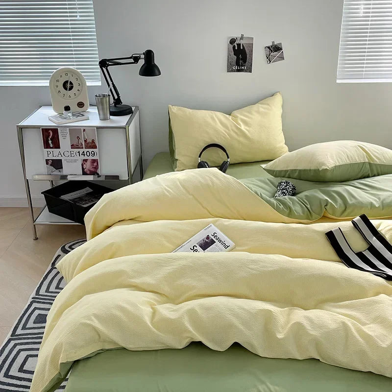 DecorBites™ Bubble Cotton Quilt Sets | Ultra Soft Fitted Sheet Set | King Queen Bed Set