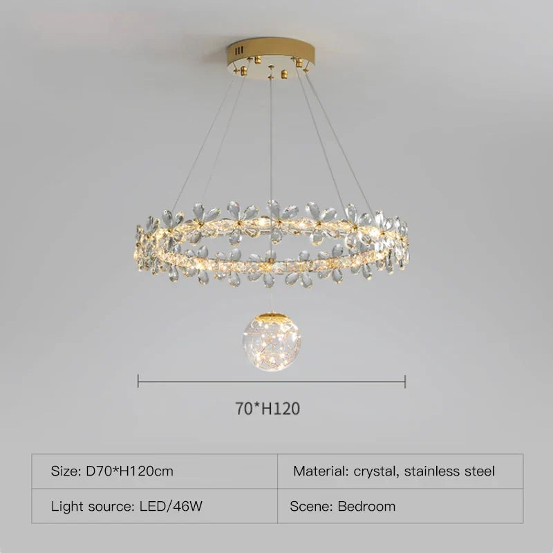 Gold Crystal Spiral Chandelier Type-A D80cm