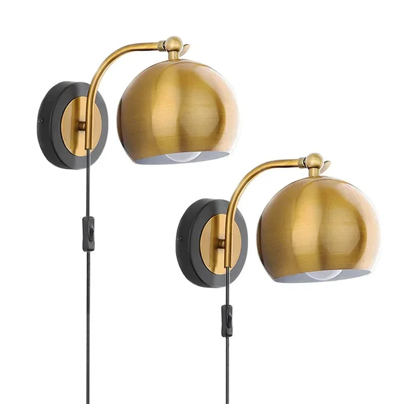 Aplique de pared ajustable enchufable en oro Decorbites™ para decoración de hogar vintage industrial