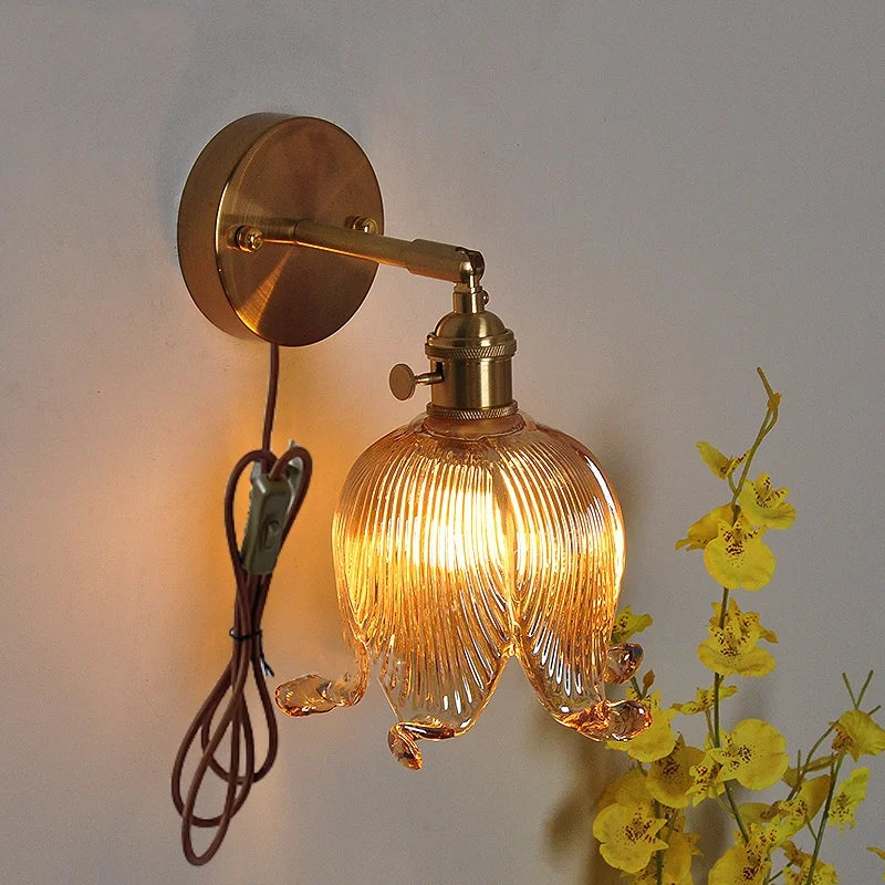 Decorbites™ Loft Bernstein-Glas LED-Wandleuchte mit Vintage-Drehschalter