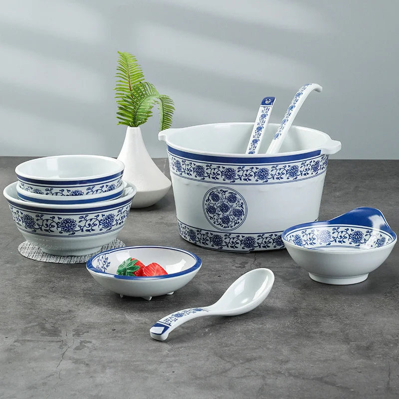DecorBites™ Blue and White Imitation Porcelain Dinner Set