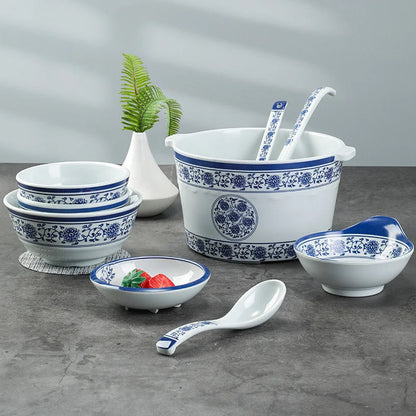 DecorBites™ Blue and White Imitation Porcelain Dinner Set
