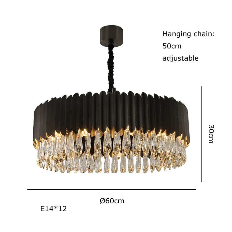 Lámpara colgante de cristal dorado en forma de gota de agua Decorbites™ - Lámpara de suspensión negra